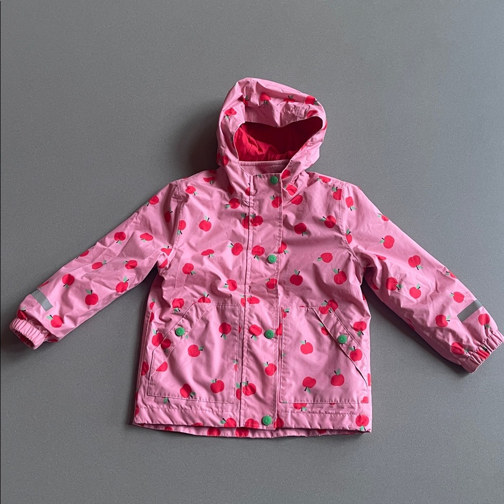 Mini Boden pink/red Rain Jacket with detachable fleece  sweatshirt